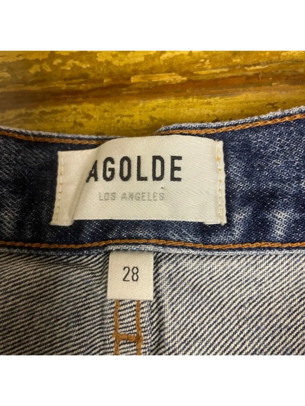 Agolde Cutoff Raw Hem Jean Denim Shorts Blue Sz 28 - Picture 6 of 6